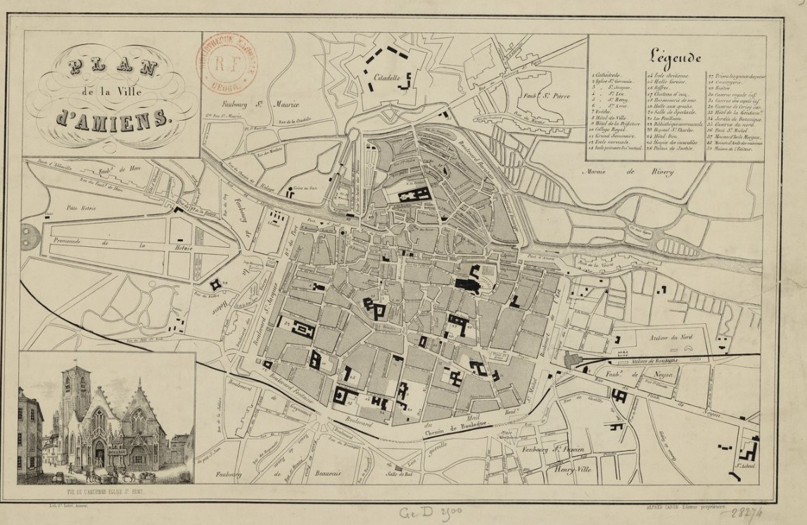 Amiens. - Plan de la ville d'Amiens en 1848