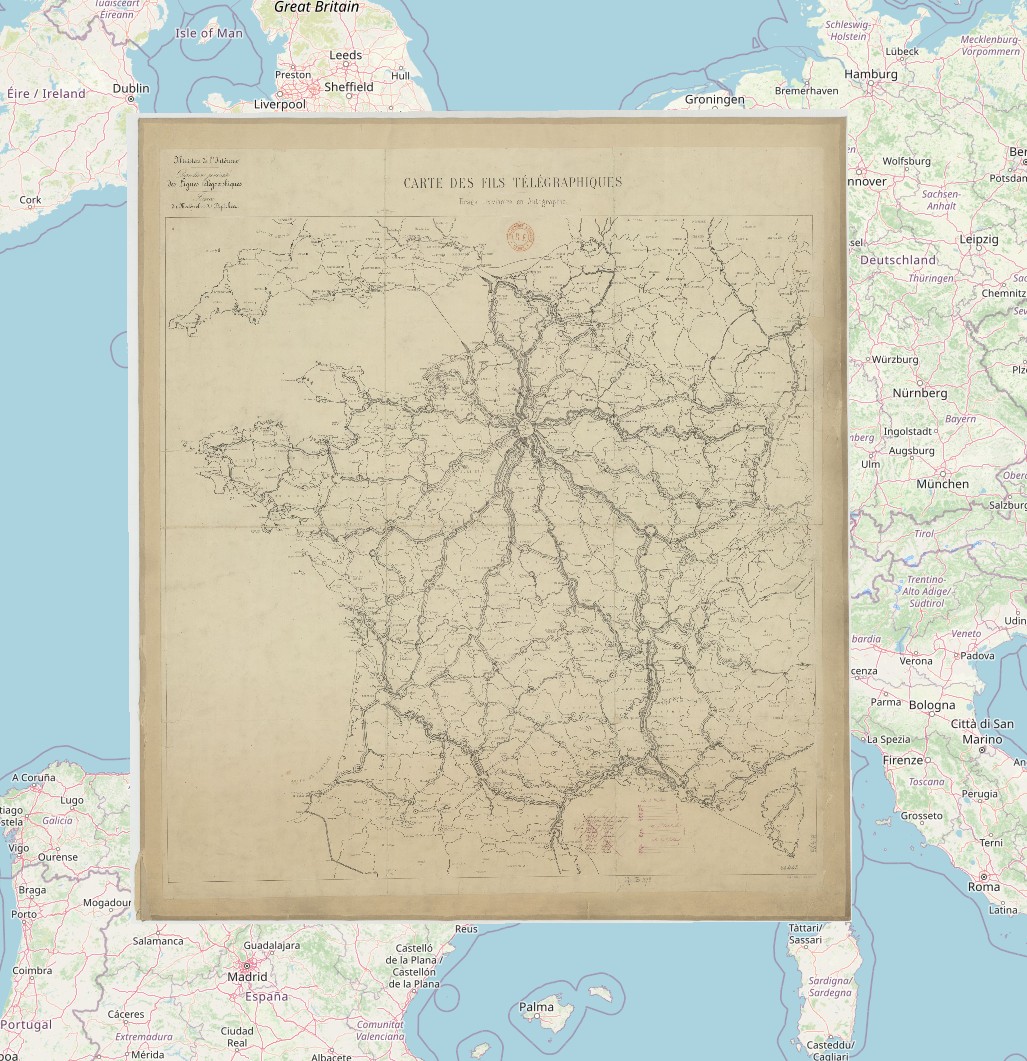 Carte des fils télégraphiques