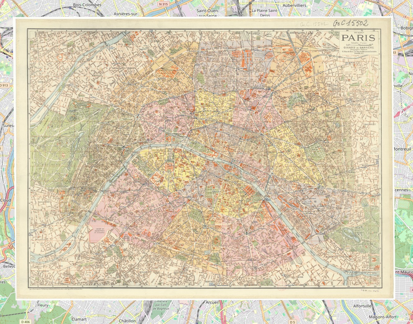 Carte de Paris en 1944